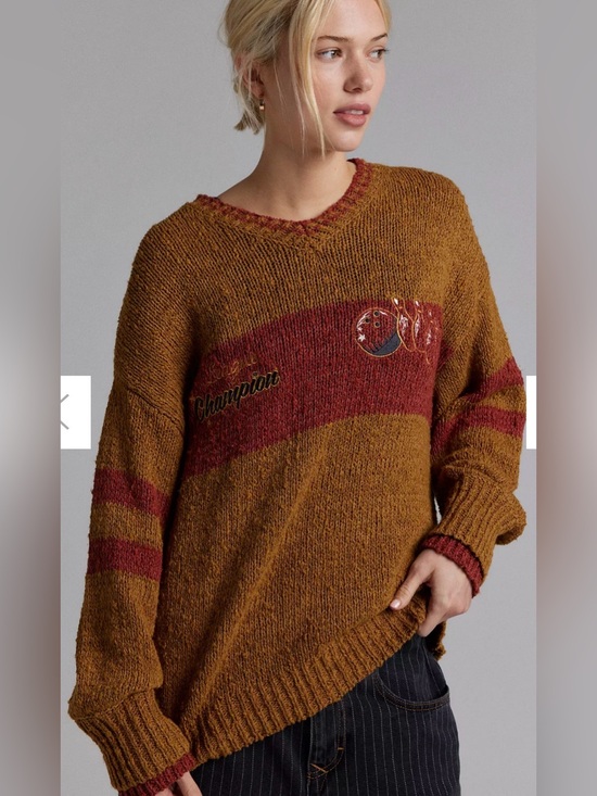 BDG Sweaters - BDG Van Bowling Graphic Oversized V-neck Dad Sweater large euc urban outfitters